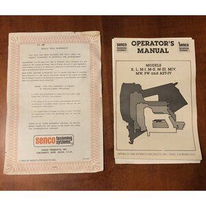 1982 SENCO Nail Gun OPERATOR'S MANUAL Models K L M-I M-II M-III MIV MW PW AST-IV